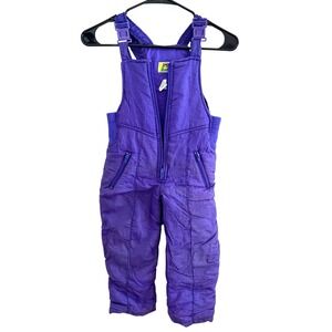 Vintage Casual Club Purple Kids Snow Bib Overalls Size 4 (Small hole-mendable)